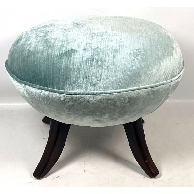 Italian Modern Gio Ponti Style Pouf Ottoman Stool. Saber Legs. Dimensions: Height: 14.5 inches 