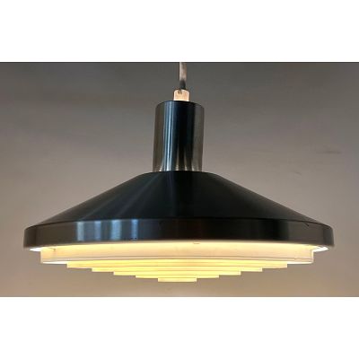 Bee Line Lighting Mid-Century Modern Brushed Metal Pendant Lamp with Multi Tiered Plastic 