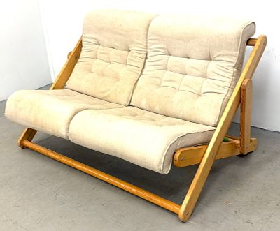 1970s Ikea adjustable loveseat designed by Gillis Lundgren (Sweden) Dimensions: Height: 35 