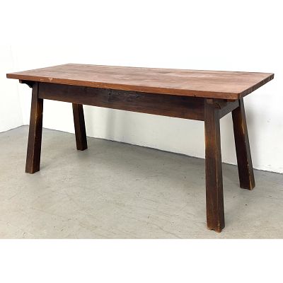 1960s Pine brutalist dining table (France/1960s). Primitive Pine Farmhouse Dining Table with 