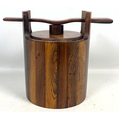 Mid Century Jean Gillon Brazilian Jacaranda Rosewood Ice Bucket. Sergio Rodrigues Style. Mid 