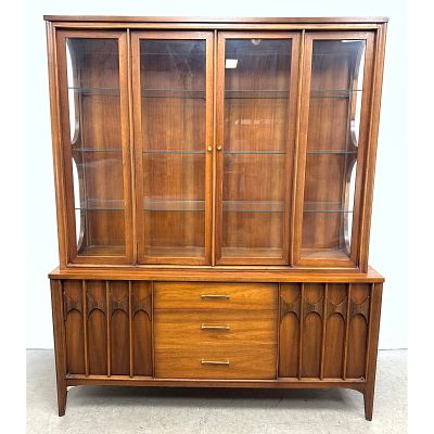 2pc Mid Century Modern Paul Coffey Perspecta China Display Cabinet. 2 Part. 2pc Mid Century 
