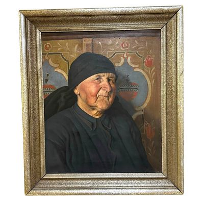 Oil Painting Inventoried at Great German Art Exhibition 1939. German Farmer Painting Inventoried 