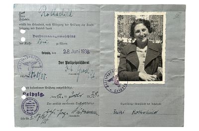 German Jewish Drivers License of Rothschild Family Member. Belonging to a member of the 