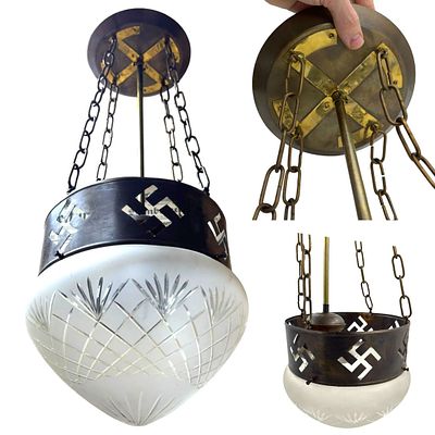 Swastika Bronze Ceiling Light from Home of Nazi Gauleiter. This is a very special ceiling light 