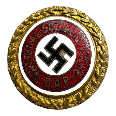 NSDAP Golden Party Badge Small Version Deschler & Sohn. NSDAP Golden Party Badge Small Version 