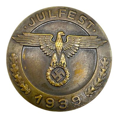 SS 1939 Julfest Yule Festival Table Medal by Deschler. This was part of the Deschler hoard.