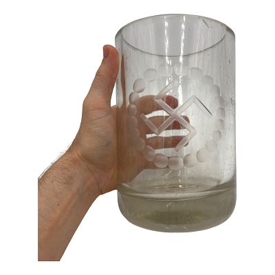 NSDAP Huge Glass Vase, possibly used for flowers. Heavy piece measuring 8 inches tall, 8 inches 