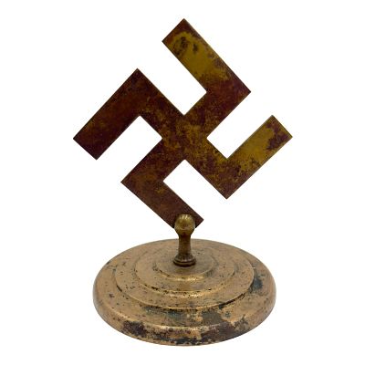NSDAP Brass Swastika Desk Ornament