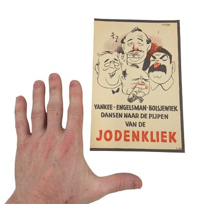 Anti-Semitic Dutch Propaganda Poster During the War "Allies Dance to the Pipes of Jewish Click". 
