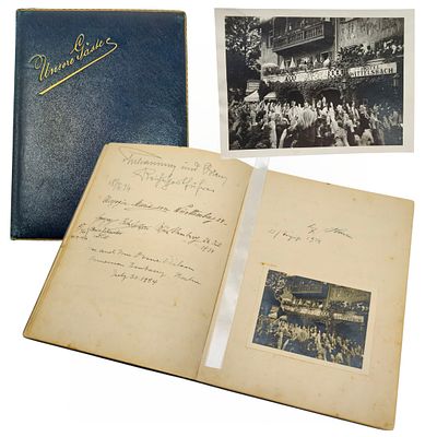Adolf Hitler NSDAP Signed Hotel Wittelsbach Guestbook with 400 Signatures. Guestbook from the 