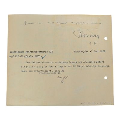 Ernst Rohm Signed Document Pre Beer Hall Putsch 1923. Document signed by Ernst Rohm concerning a 