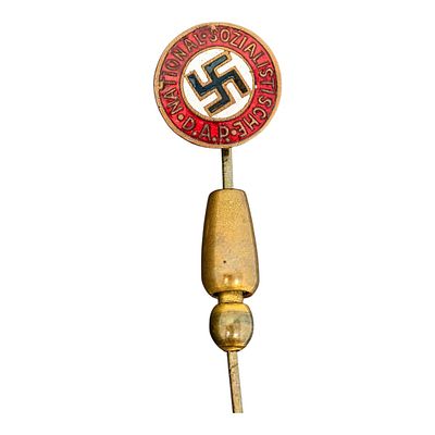 Early NSDAP Membership Stickpin complete with its original pin stop. Unmarked, rare early piece.