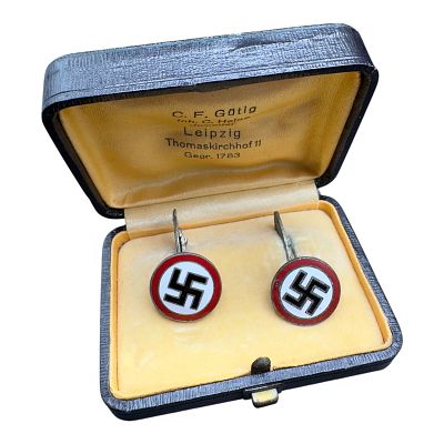 NSDAP Swastika Cufflinks in Jewelers Box
