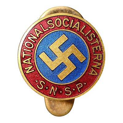 Swedish SNSP Party Membership Buttonhole Badge. Original Swedish National Socialists Party 