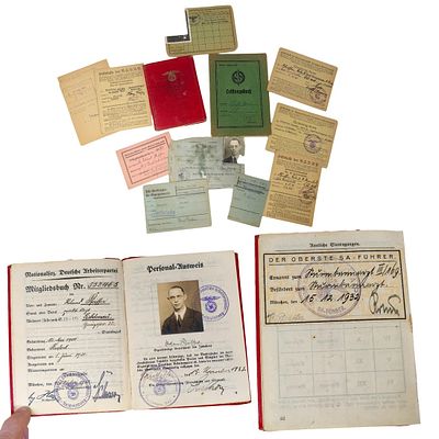 NSDAP Membership Book Grouping of Roland Pfeiffer with Ernst Rohm Signed Promotion. Early NSDAP 