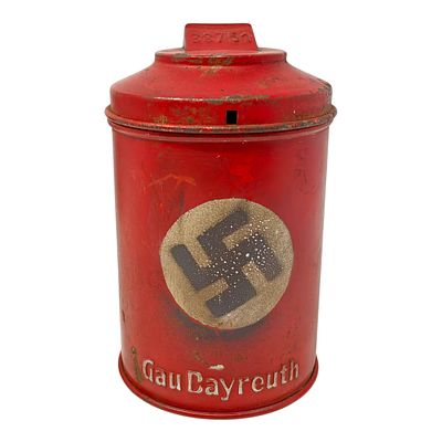 NSDAP Donation Can Gau Bayreuth with painted swastika.