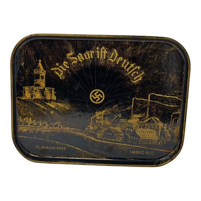 NSDAP Commemorative Tray Die Saar ist Deutsch 1935. Rectangular bakelite commemorative tray 