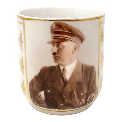 Early Adolf Hitler Coffee Cup. Early Adolf Hitler Sieg Heil Coffee Cup.