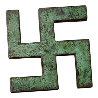 Third Reich Bronze Swastika, heavy, high quality table decoration.