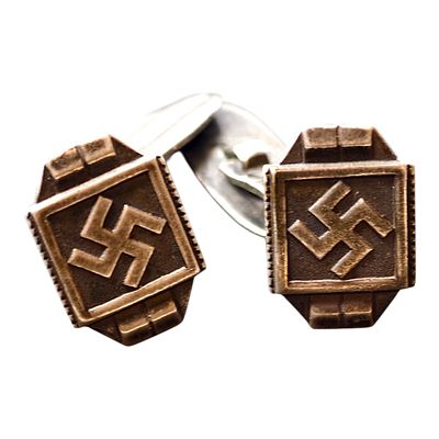 Third Reich Nazi Swastika Decorative Cufflinks .925 Silver