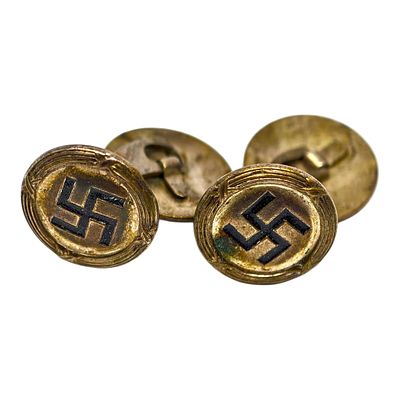 Third Reich Nazi Swastika Decorative Cufflinks .835 Silver