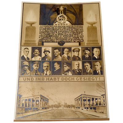 Beer Hall Putsch Commemorative Poster of Feldherrnhalle. NSDAP Hitler Beer Hall Putsch 