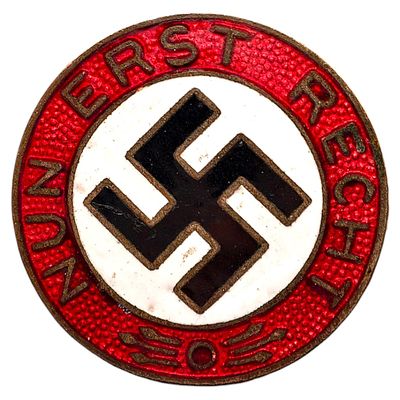 Early NSDAP Slogan Badge Nun Erst Recht