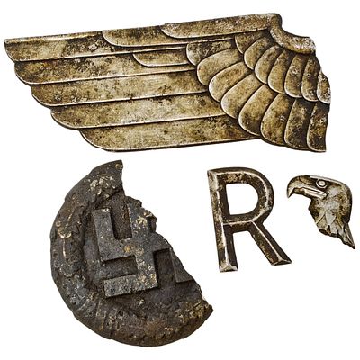 Third Reich Reichsbahn Eagle Fragments. Third Reich Reichsbahn eagle fragments, excavated 