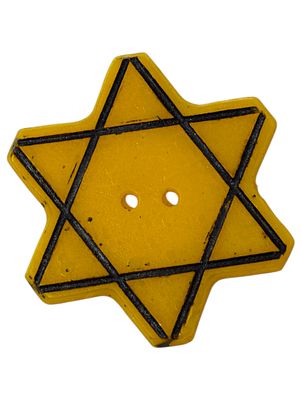 Third Reich Era Bulgarian Star of David Button. Very rare example of the distinctive Jewish 