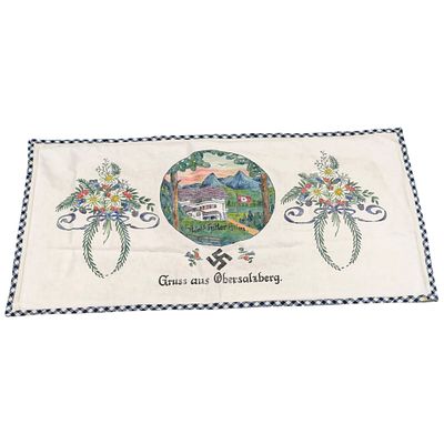 Adolf Hitler Haus Wachenfeld Berghof 'Gruss aus Obersalzberg' Souvenir Cloth Runner. A 