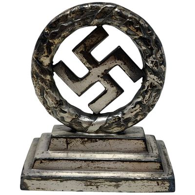 German Third Reich Period Desk Ornament with Swastika in Wreath. A small cast desk ornament 