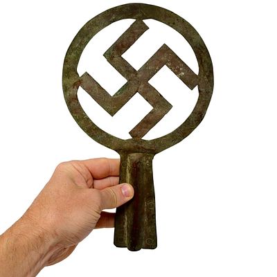 Early Primitive Third Reich NSDAP Flag Pole Finial. Third Reich NSDAP flag pole finial, part of 