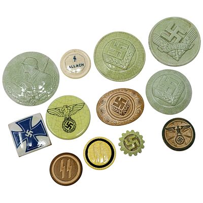 Third Reich Ceramic Salesman Sample Logo Designs for Company. Set of Third Reich era ceramic 