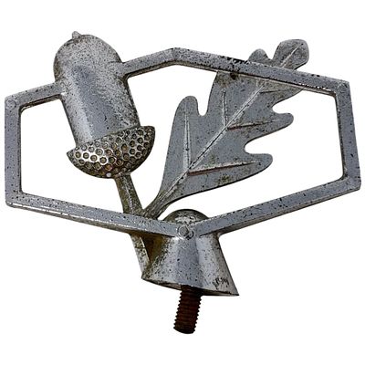 German Flagpole/Standard Topper Finial with Oak Leaf and Acorn Motif. A cast metal finial or 