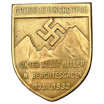 German 1932 'Grossdeutschertag' Berchtesgaden Tinnie Badge. A shield-shaped tinnie commemorating 