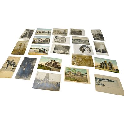 Set of WWI-Era European Postcards Including Military and Topographical Views. A set of postcards 