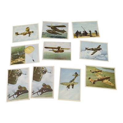 German WWII Cigarette Card Set Depicting Luftwaffe Aircraft and Military Scenes. A set of 