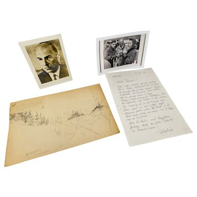 Pencil Sketch by Senior Nazi Fritz Todt. Pencil drawing by Senior Nazi Fritz Todt measuring 13 