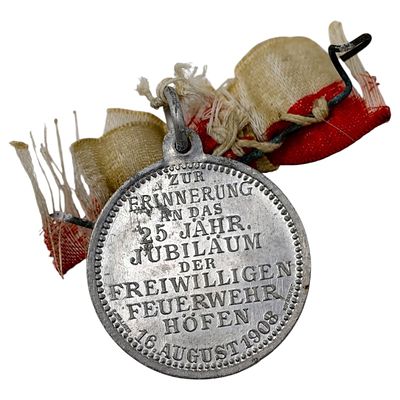 German 1908 Volunteer Fire Brigade 25-Year Jubilee Medal - H&ouml;fen, with Prinzregent Luitpold Por. 