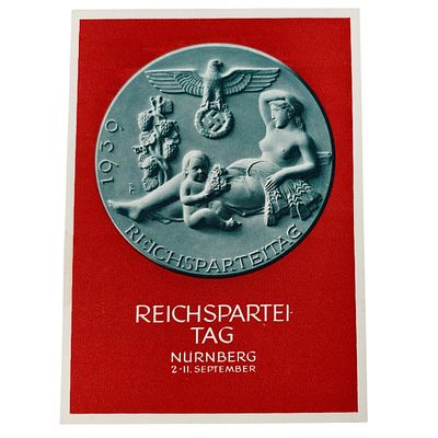 German Third Reich 1939 Reichsparteitag N&uuml;rnberg Festpostkarte. A commemorative postcard issued 