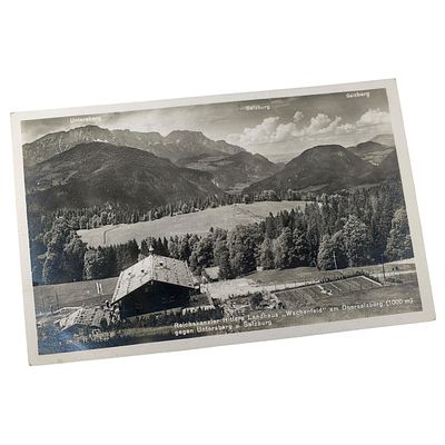 Real-Photo Postcard "Reichskanzler Hitlers Landhaus Wachenfeld am Obersalzberg". A real-photo 