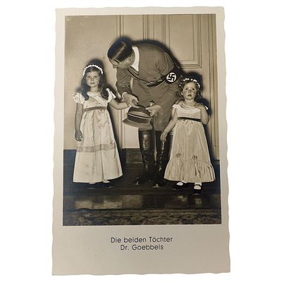 Adolf Hitler Propaganda Postcard. A printed photo postcard captioned "Die beiden Toechter Dr. 