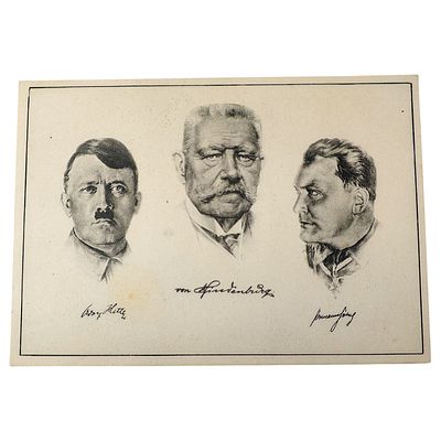 Adolf Hitler Propaganda Postcard. A printed postcard reproducing a drawing by Hofrat K. J. 