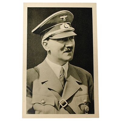 Adolf Hitler Propaganda Postcard. A photographic postcard depicting a uniformed figure in 