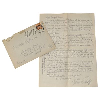 Handwritten and Signed Letter by Dr. Benno Martin to Fr. Meta Hoffmann, Nuremberg, 1947, with Postal