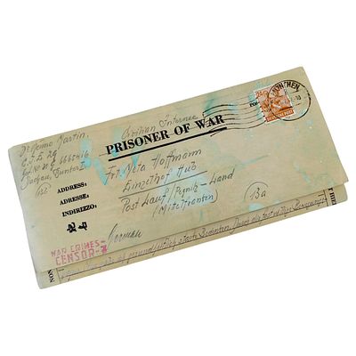 Dr. Benno Martin Signed Post-WWII Civilian Internee POW Letter from Dachau. A folded 