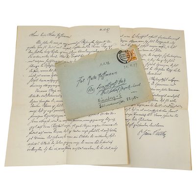 Benno Martin Signed Post-War Handwritten Letter from Dachau Internment Camp, Dated 1947, with Envelo