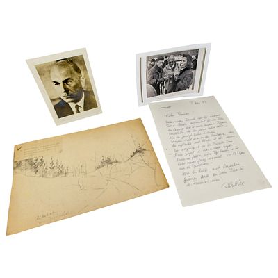 Pencil Sketch by Senior Nazi Fritz Todt. Pencil drawing by Senior Nazi Fritz Todt measuring 13 