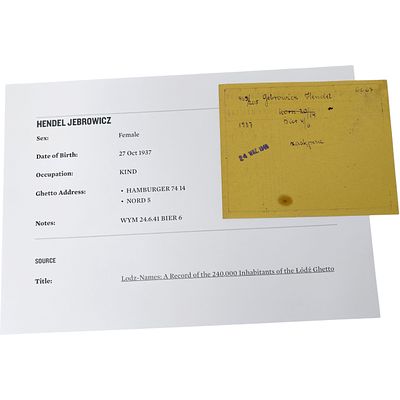 Lodz Ghetto Food Ration Card (Lebensmittel-Karte) with Owner Info. A printed ration card issued 